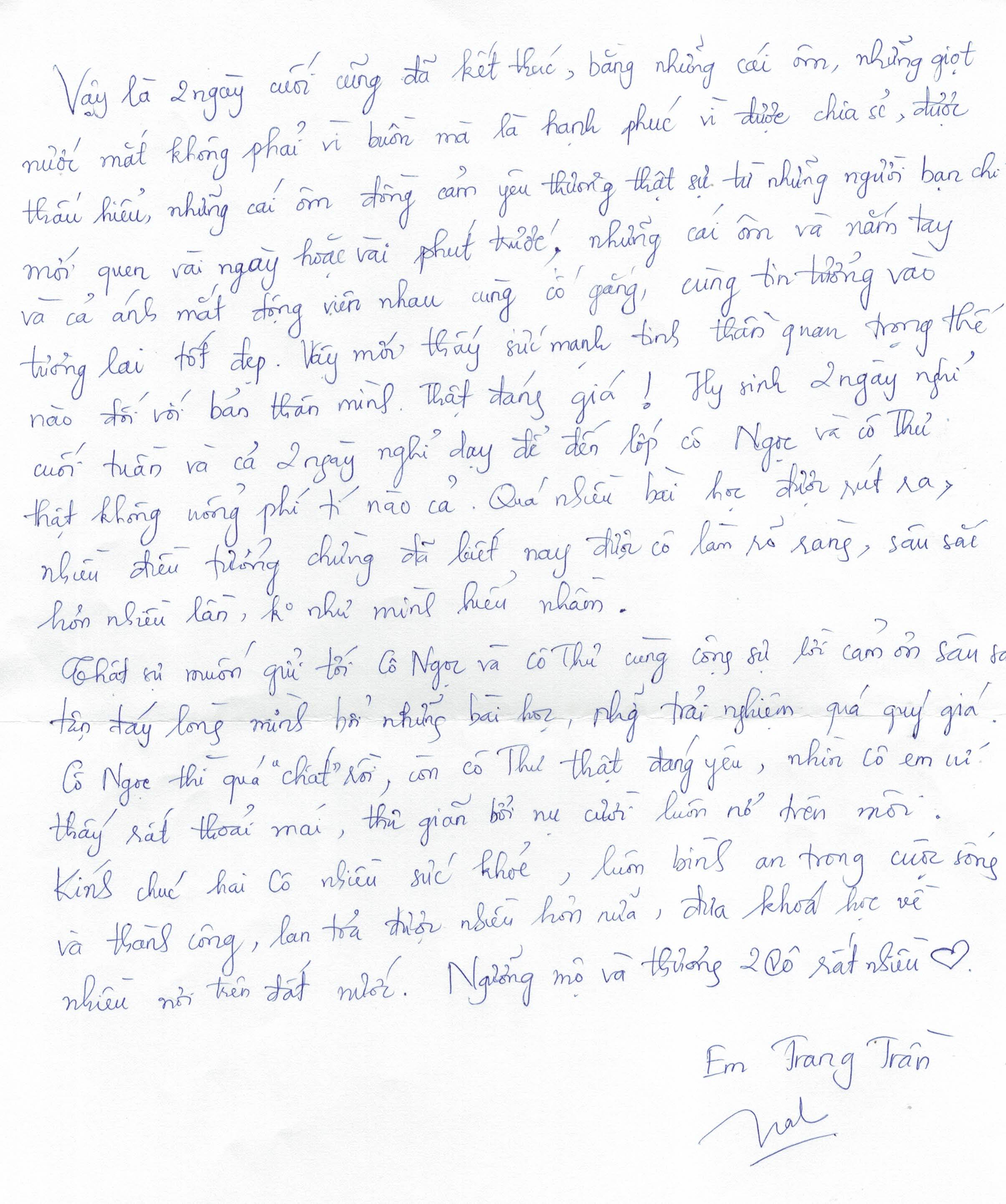 Thư – Trang Trần